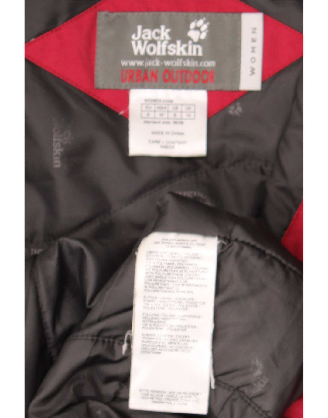 Jack Wolfskin Jachetă de vânt cu glugă pentru femei UK 10 Poliester roșu mic