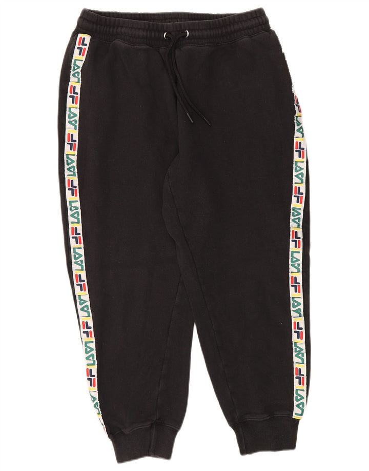 Pantaloni de trening cu grafica Fila pentru barbati Joggeri bumbac mediu negru