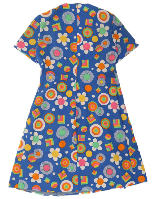 Rochie vintage pentru femei în linie A UK 12 Medium Blue Floral