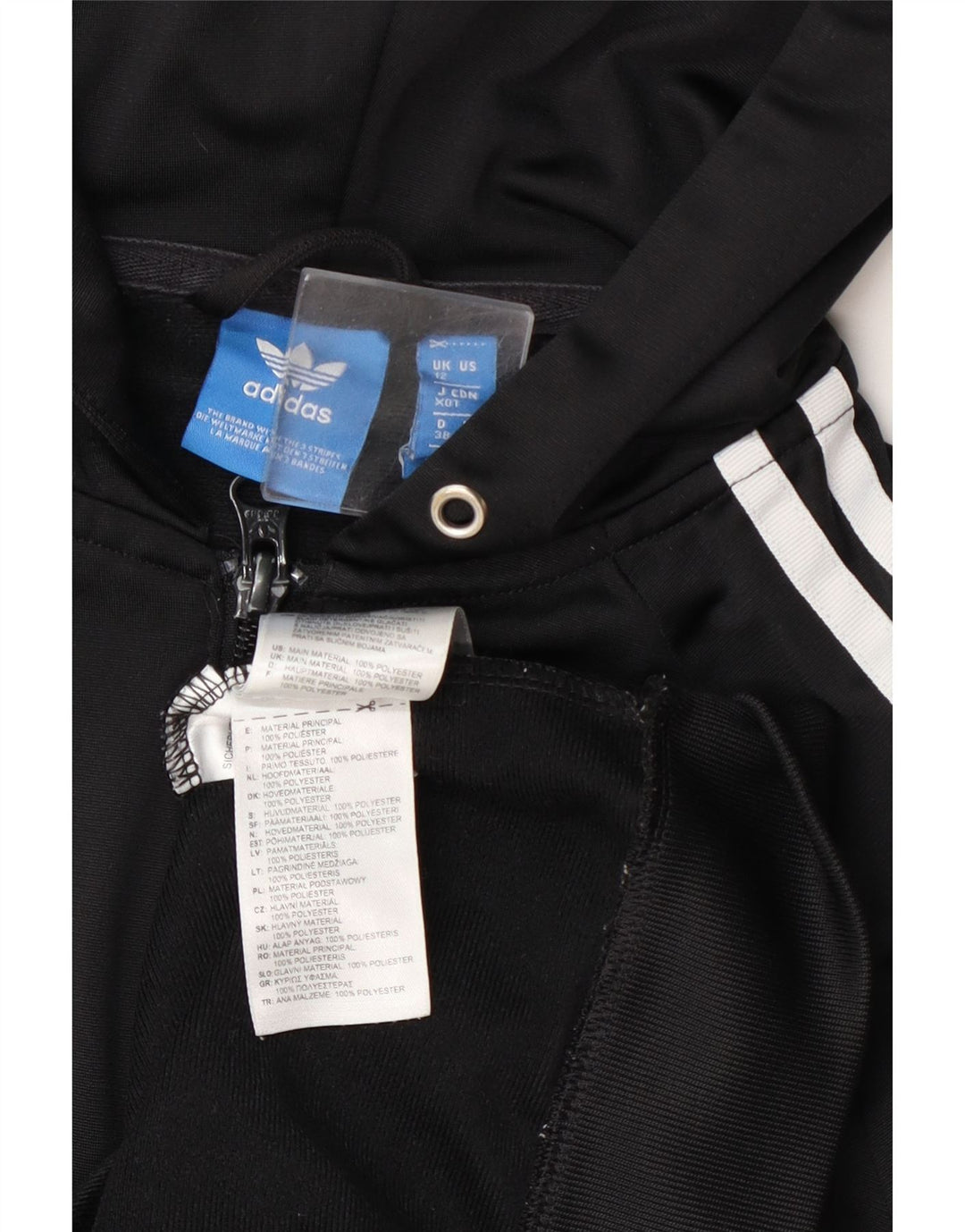 Pulover Adidas Graphic Zip pentru femei UK 12 Poliester mediu negru