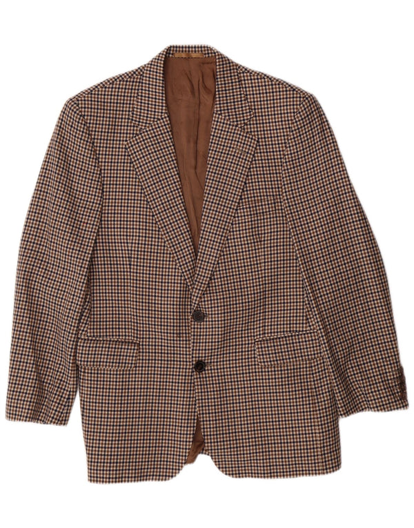 AQUASCUTUM Blazer pentru bărbați Blazer Jacket UK 40 Large Brown Houndstooth Classic