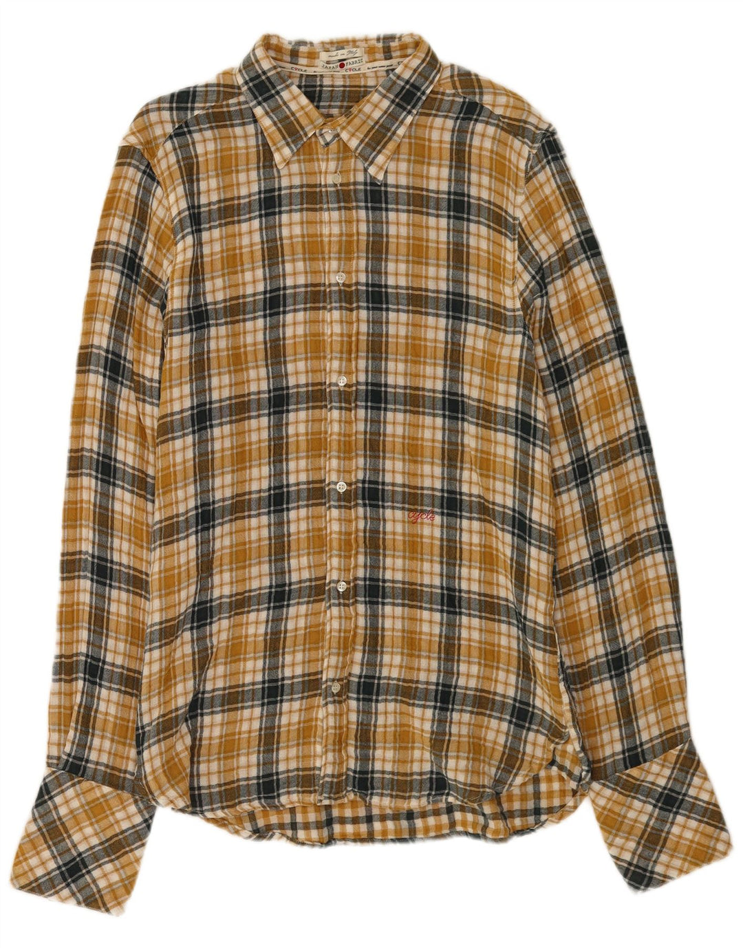 Cămașă de flanel cu carouri Cycle pentru bărbați, bumbac cu carouri galbene XL
