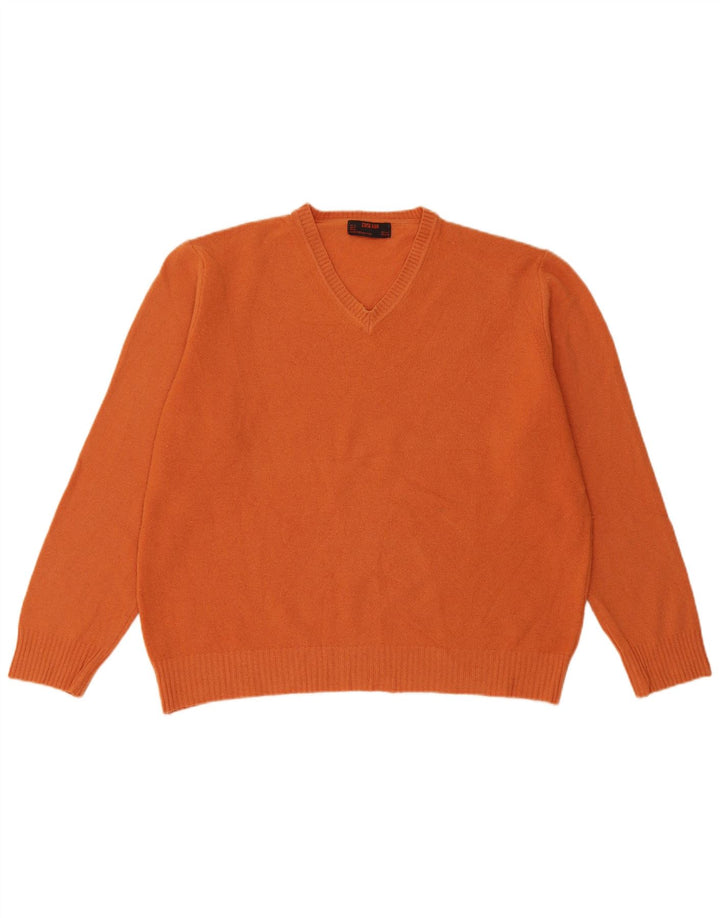 Pulover cu decolteu în V ZARA pentru bărbați, XL, lână portocalie