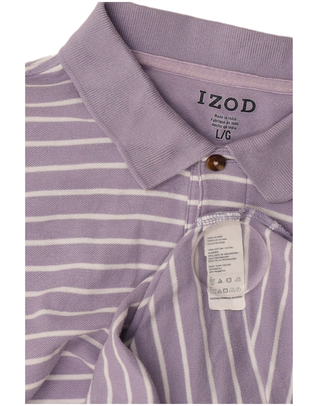 Cămașă polo Izod pentru bărbați, bumbac cu dungi mov