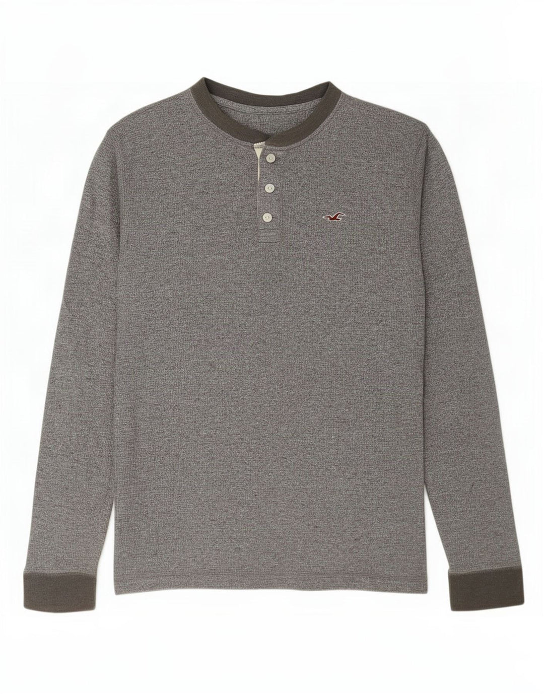 Top Hollister pentru bărbați cu mânecă lungă, mare, gri, bumbac cu pete