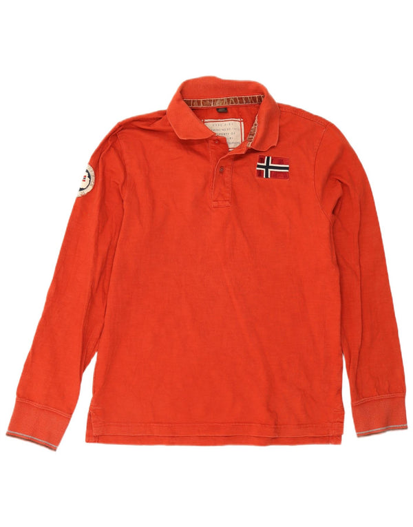 Tricou polo rugby cu mânecă lungă pentru bărbați Napapijri, bumbac maro mare