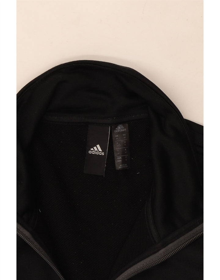 Pulover pentru bărbați Adidas Aeroready, cu fermoar, cu gât, poliester mediu negru