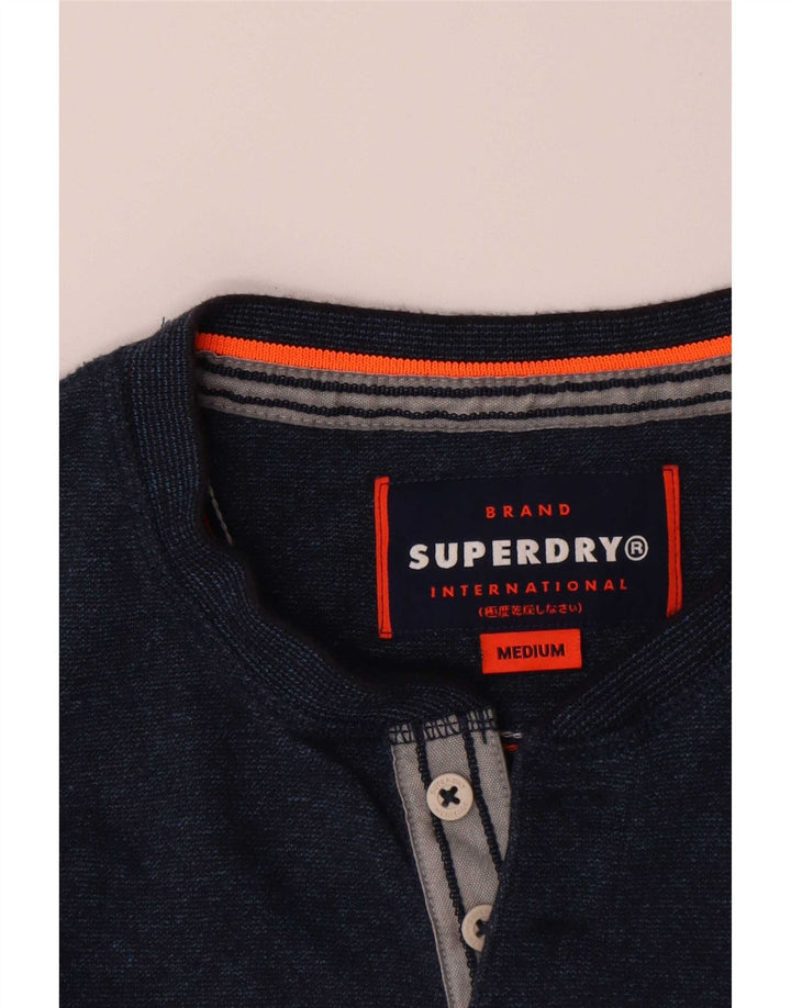 Top pentru bărbați Superdry cu mânecă lungă, mediu, bleumarin, bumbac