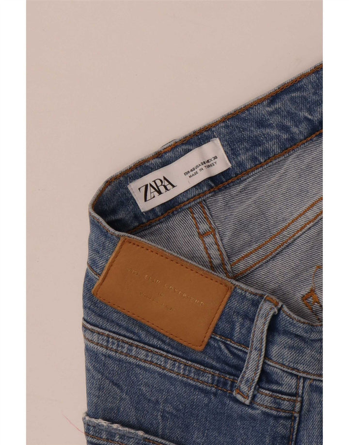 Blugi slim pentru femei Distressed Zara EU 40 Medium W30 L26 Albastru