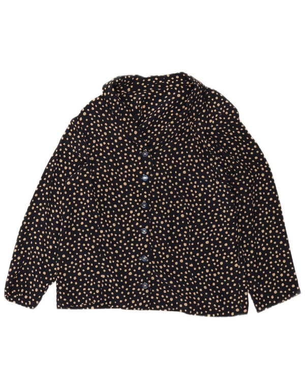 Vintage Womens Shirt Blouse UK 12 Medium Navy Blue Spotted