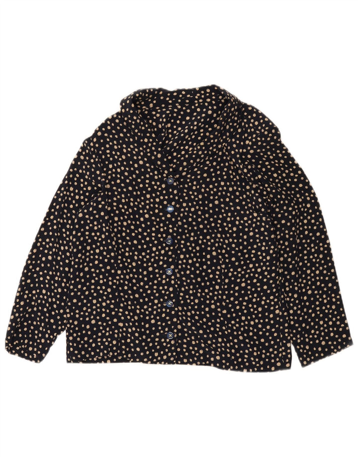 Bluză de cămașă vintage pentru femei UK 12 Medium bleumarin pete
