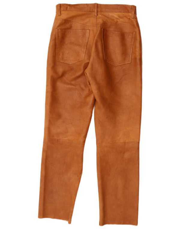 Pantaloni drepți din piele vintage pentru femei W28 L27 maro