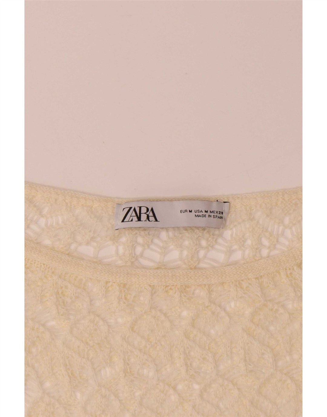 Bluză Zara Crop Batwing Crochet pentru femei UK 12 Galben mediu