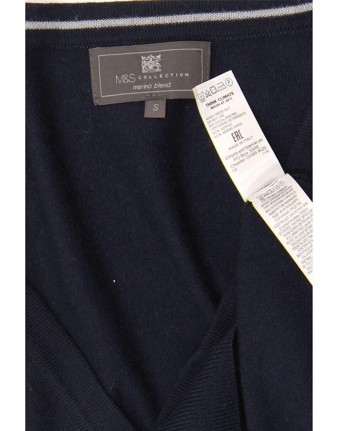 Pulover cardigan pentru bărbați Marks & Spencer, acrilic, albastru marin mic