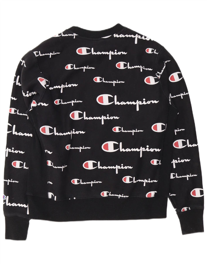 Pulover grafic pentru bărbați Champion Pulover mare din bumbac negru