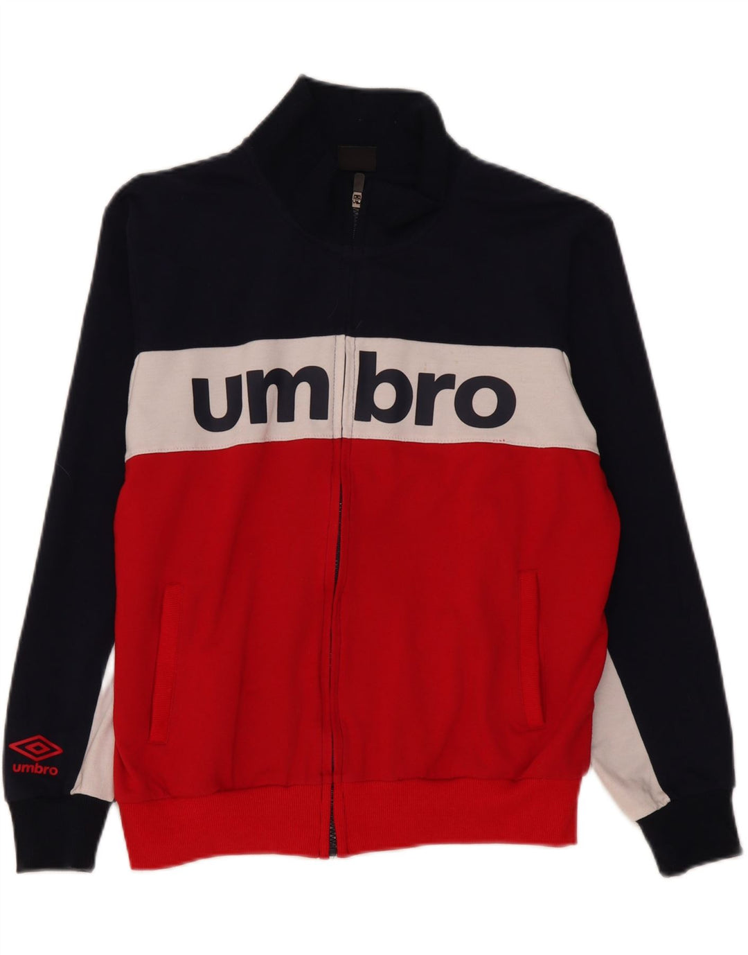 Jachetă de top pentru trening grafic Umbro pentru bărbați, bumbac color block, albastru bleumarin mediu
