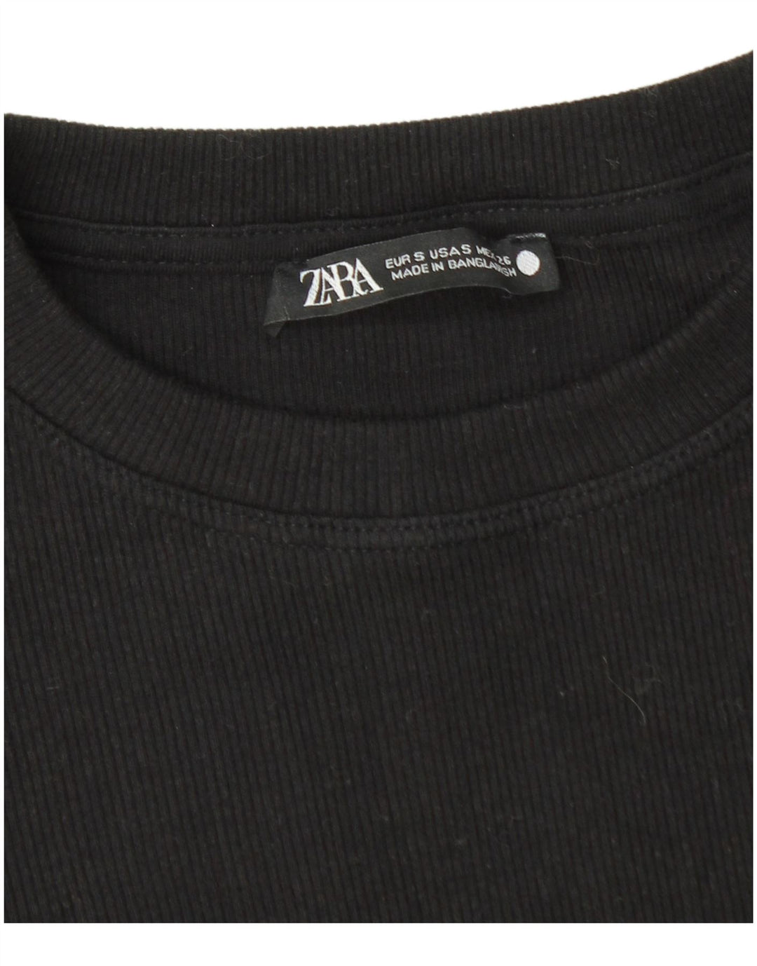 Bluză Crop Top Femei Zara UK 8 Mic Negru Bumbac