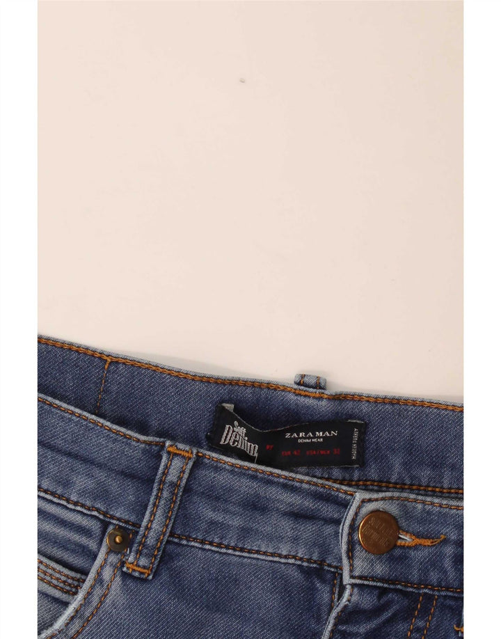 Blugi slim pentru bărbați Zara EU 42 Large W32 L29 Albastru