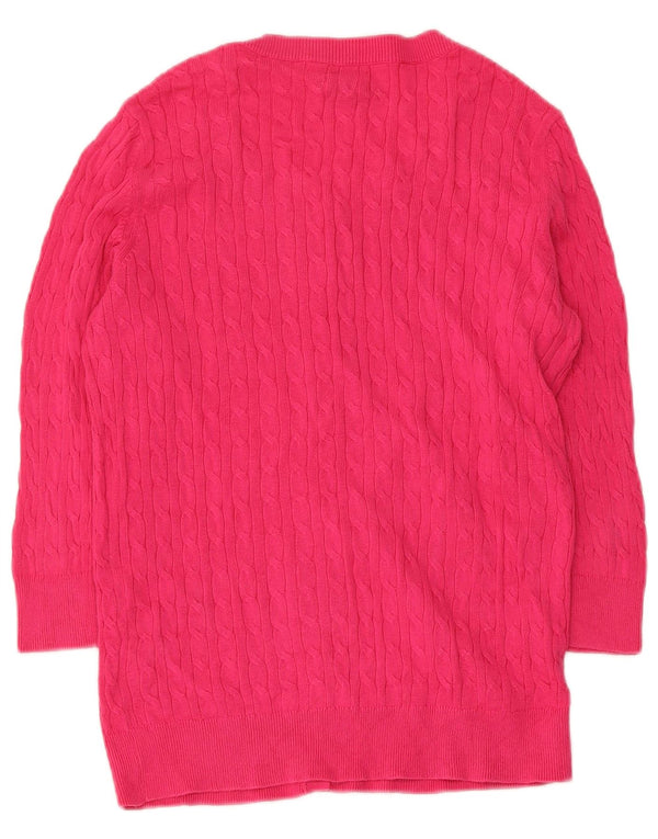 Pulover cardigan Tommy Hilfiger pentru femei cu mâneci 3/4 UK 12, bumbac roz mediu