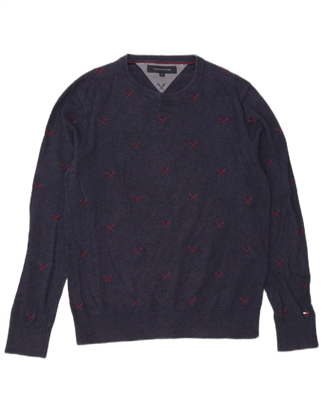 Pulover pentru bărbați Tommy Hilfiger, cu gât crew, poliester mic, bleumarin
