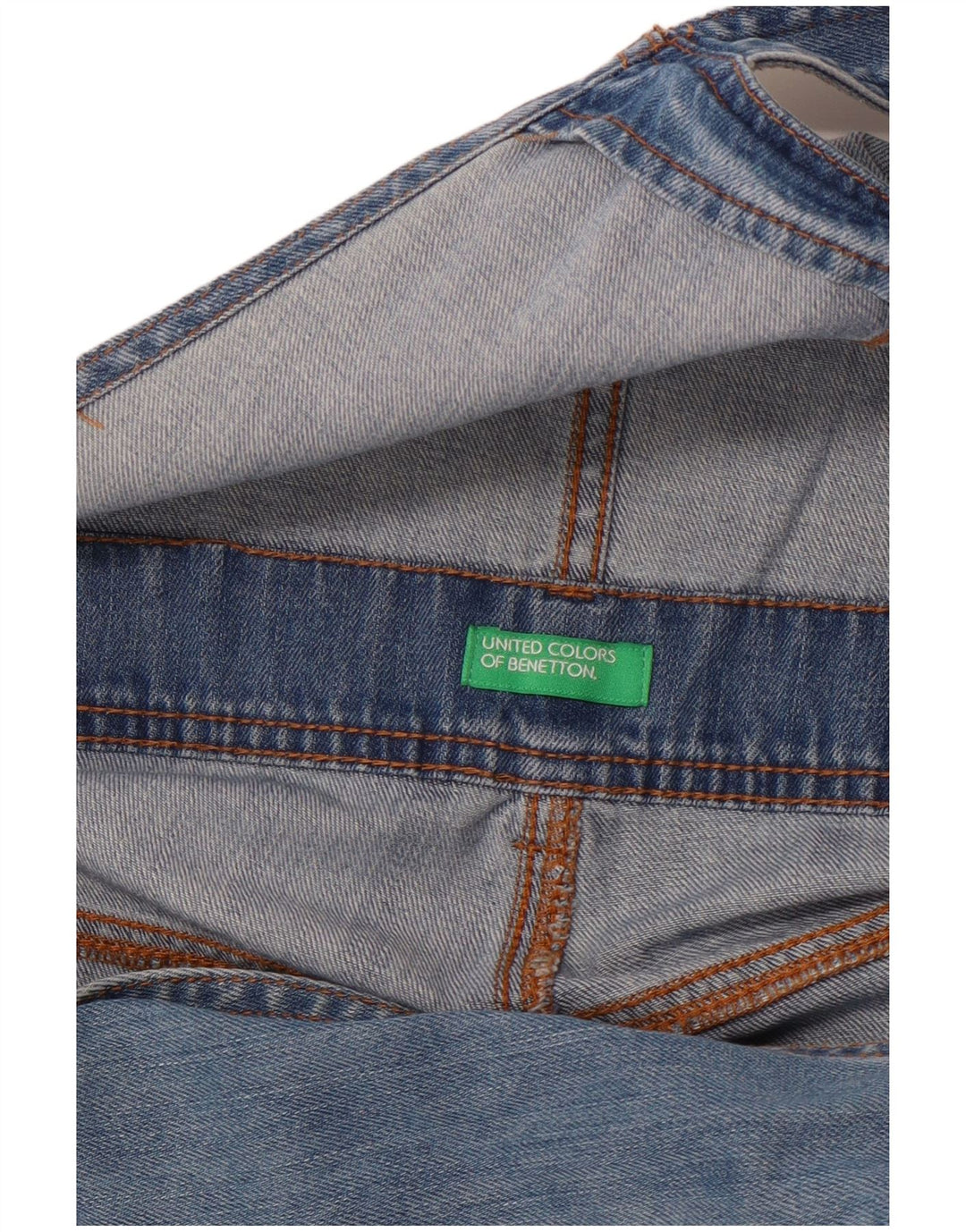 BENETTON Salopete învechite pentru femei, blugi cu picioare largi W36 XL albastru