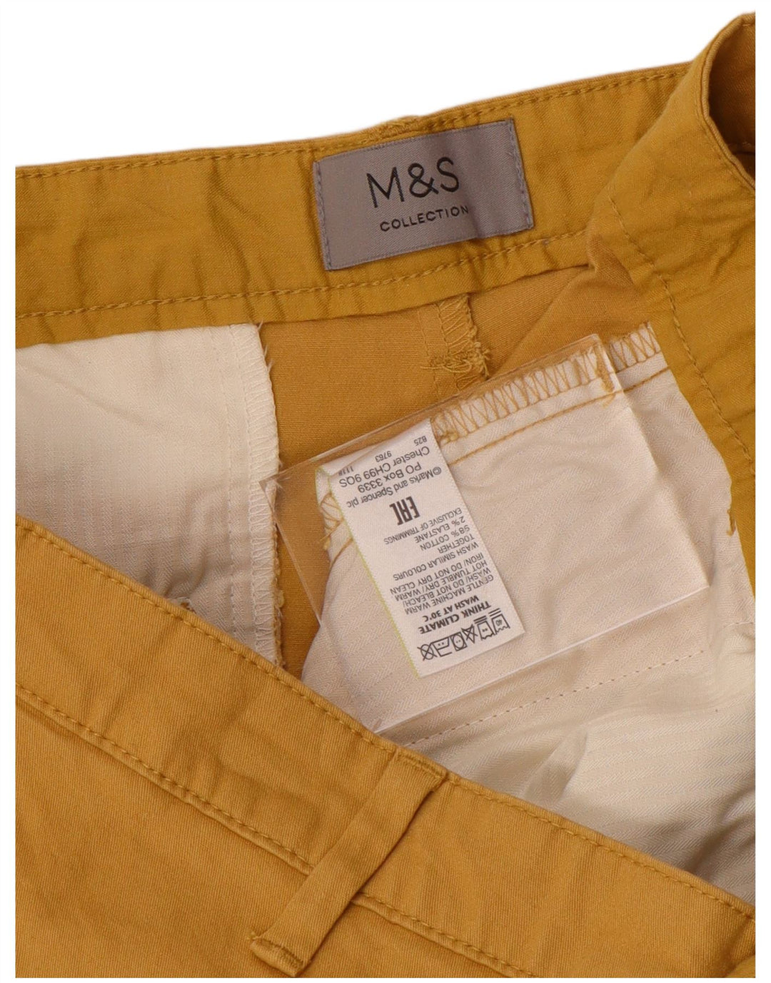 Pantaloni scurți chino pentru bărbați Marks & Spencer W36, bumbac galben mare