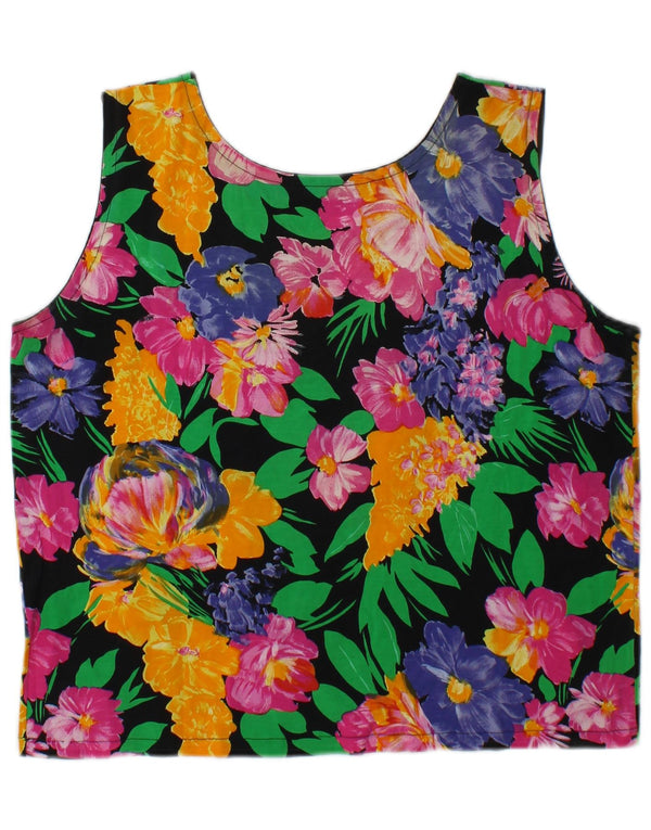 Top cu vestă vintage pentru femei UK 14, bumbac floral, multicolor, mediu