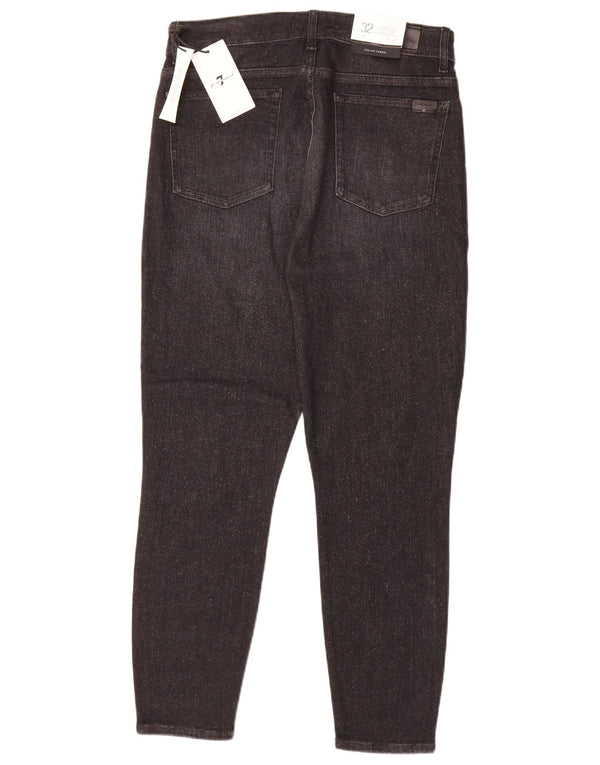 7 For All Mankind Blugi subțiri cu talie înaltă pentru femei L32 L26 bumbac negru