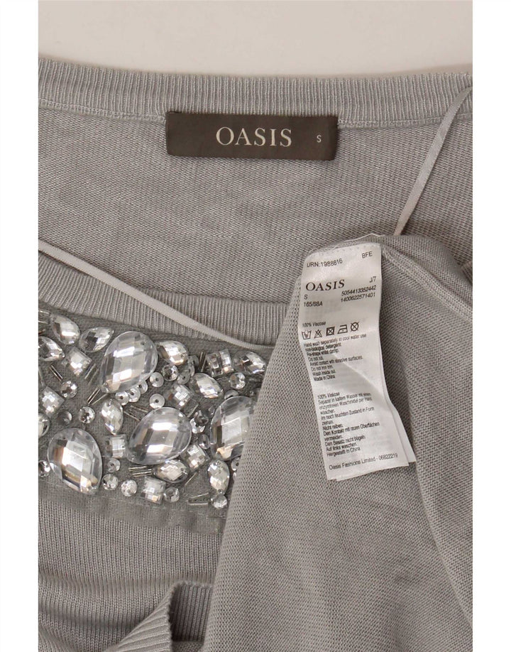 Pulover Oasis pentru femei cu gât de barcă, UK 10, mic, gri, viscoză
