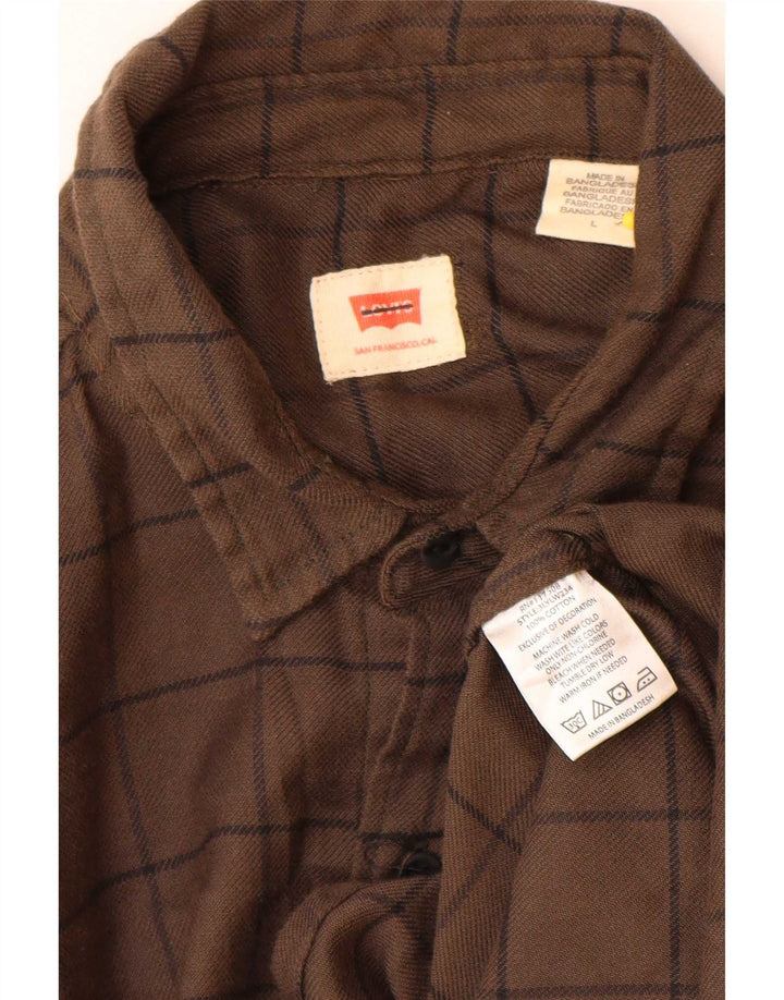 Cămașă de flanel pentru bărbați Levi's, bumbac cu carouri maro mari