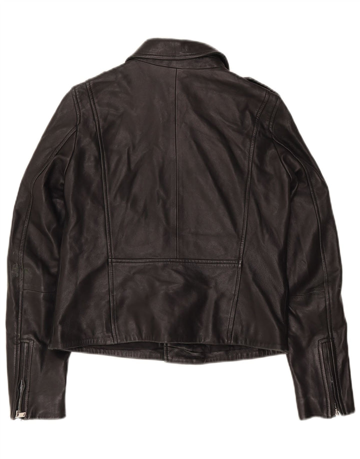 Jachetă Biker din piele pentru femei Zara UK 12 Medium Black