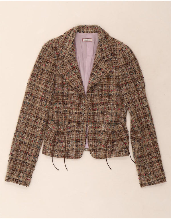 Jachetă Blazer pentru femei Max & Co. UK 10, lână cu pete mici, bej