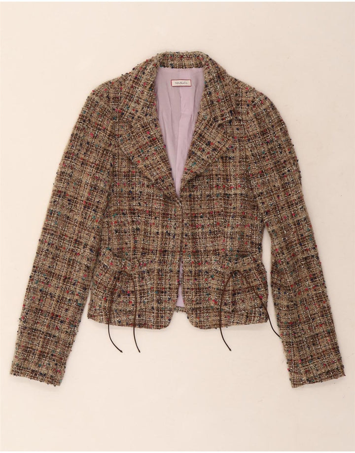 Jachetă Blazer pentru femei Max & Co. UK 10, lână cu pete mici, bej
