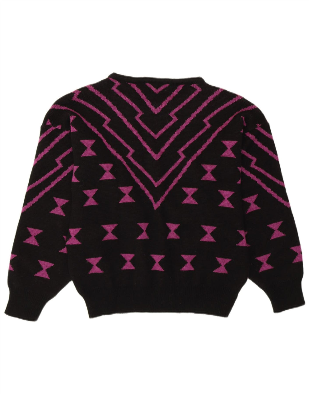 ANN CHRISTINE Pulover pentru damă cu gât de barcă UK 14 Medium Negru Geometric