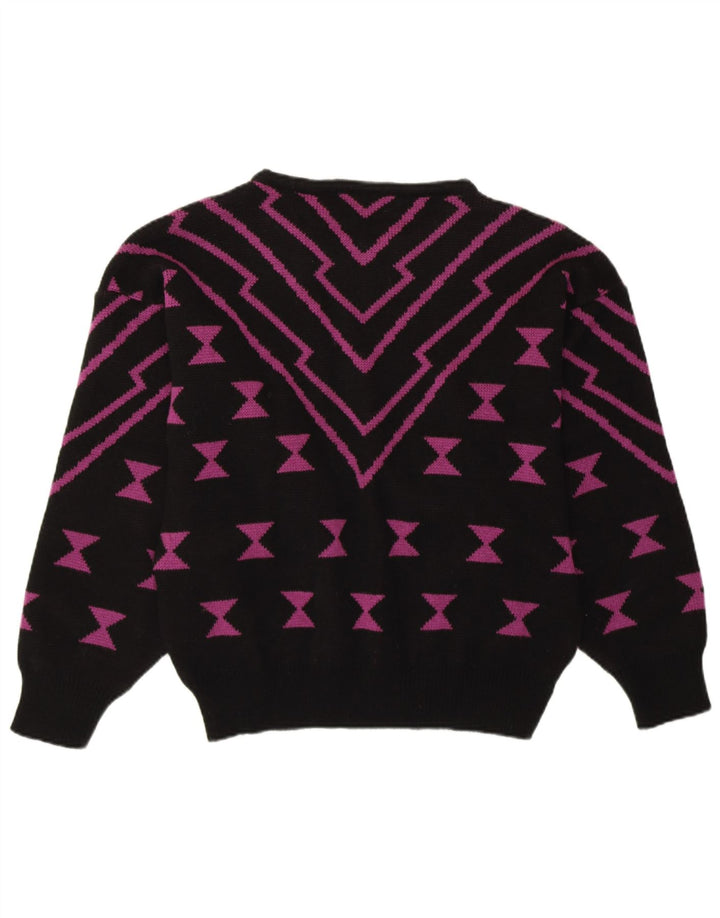 ANN CHRISTINE Pulover pentru damă cu gât de barcă UK 14 Medium Negru Geometric