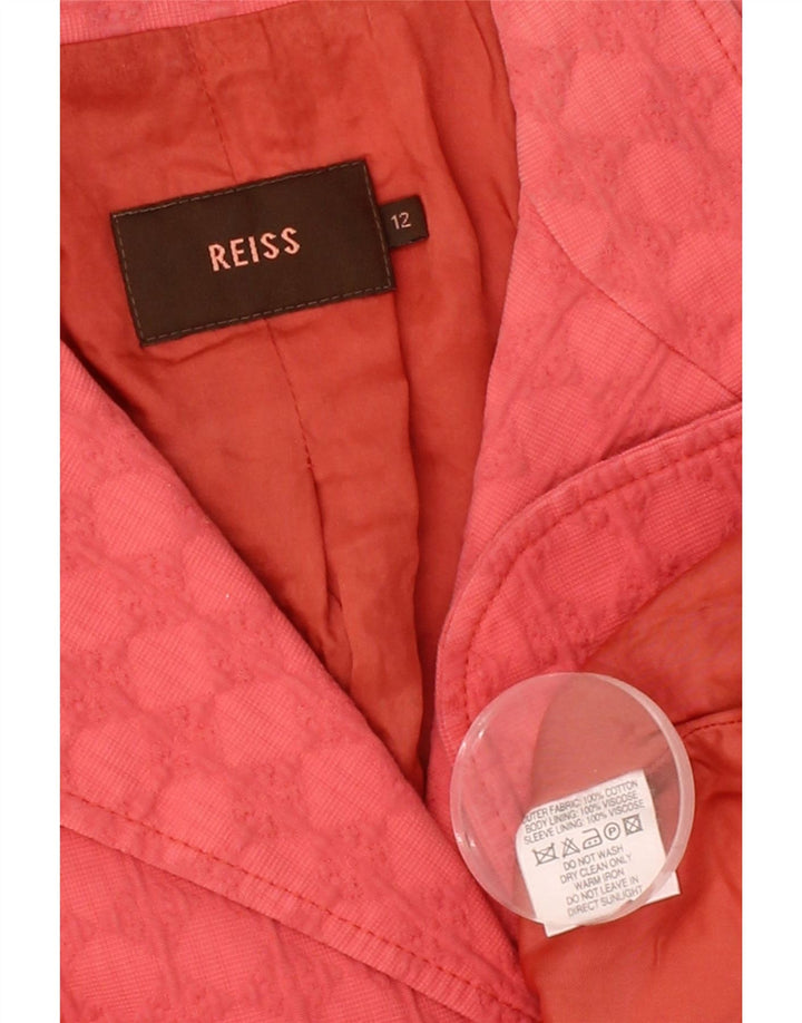 REISS Womens 3/4 Sleeve 2 Button Blazer Jacket UK 12 Medium Red Spotted Vintage Reiss and Second-Hand Reiss from Messina Hembry 