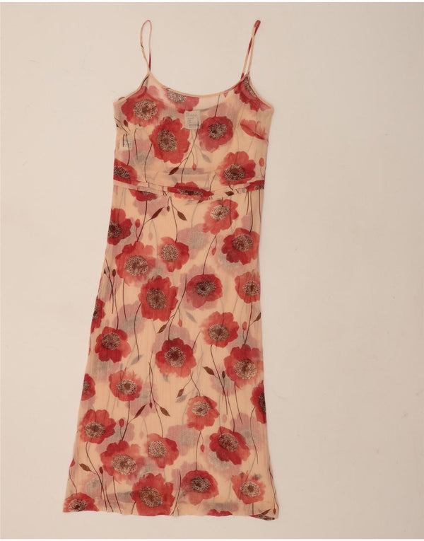 Moschino Womens See Through Slip Dress UK 8 Small Bej Floral Bumbac