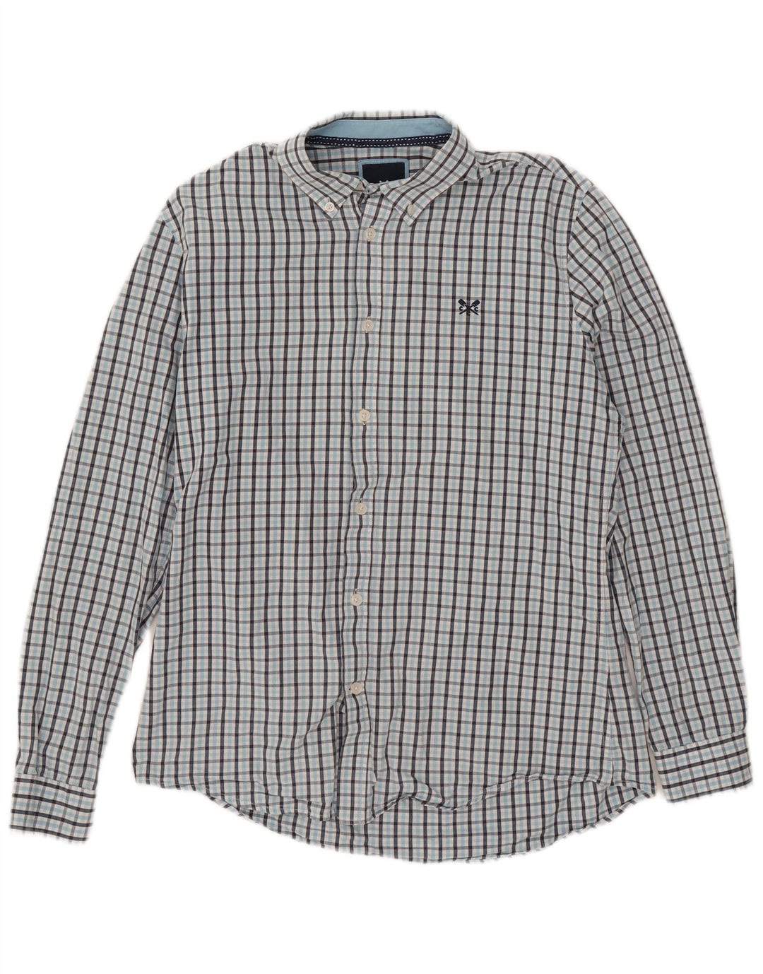 Crew Clothing Cămașă pentru bărbați Slim Fit Bumbac cu carouri albastru mediu