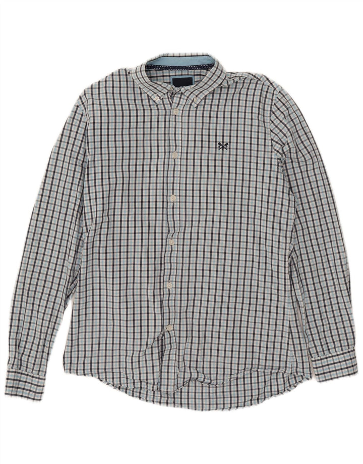 Crew Clothing Cămașă pentru bărbați Slim Fit Bumbac cu carouri albastru mediu