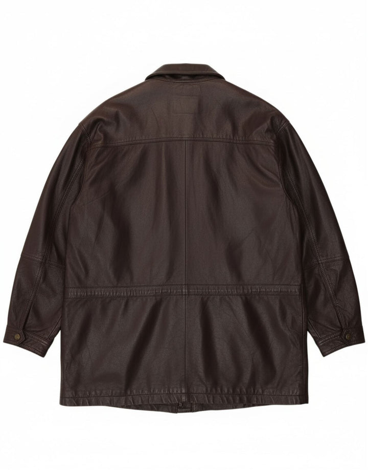 Geacă din piele vintage pentru bărbați IT 58 4XL din piele burgundă