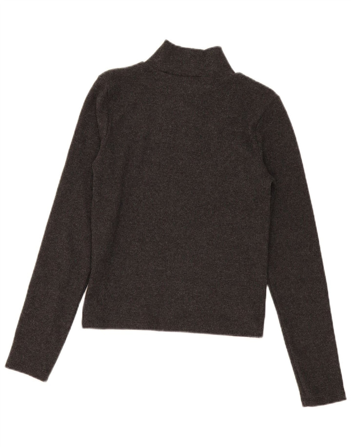 Crop Top pentru femei Zara cu mânecă lungă UK 12 Poliester mediu negru