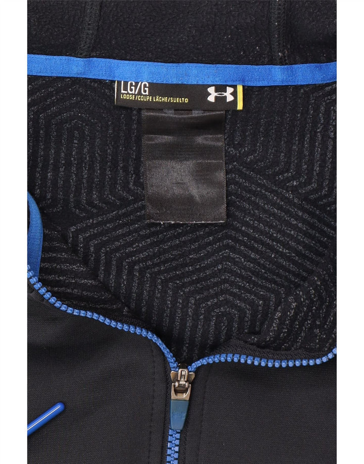 UNDER ARMOUR Pulover cu capota cu fermoar grafic pentru bărbați, mare, negru