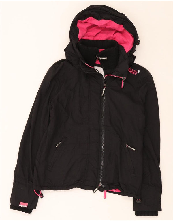 Jachetă Windbreaker cu glugă pentru femei SUPERDRY UK 14 Medium Black