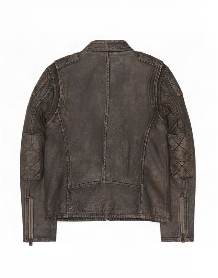 Jachetă din piele pentru bărbați Superdry Motorstyle UK 40 Maro mare