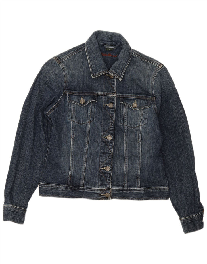 Jachetă de denim crop Eddie Bauer pentru femei UK 14, bumbac albastru mediu