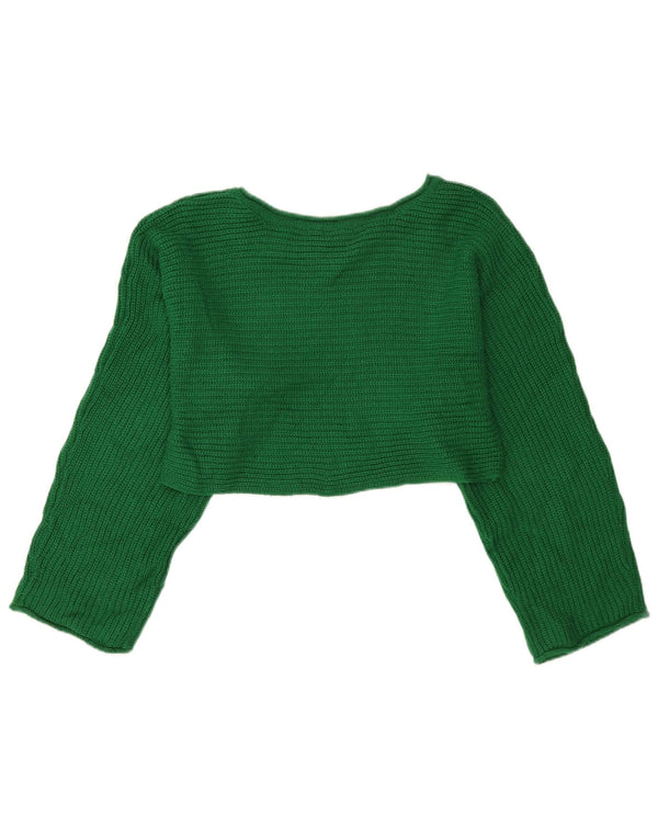 Pulover Topshop pentru damă, crop, cu gât de barcă, UK 8, mic, verde, acrilic