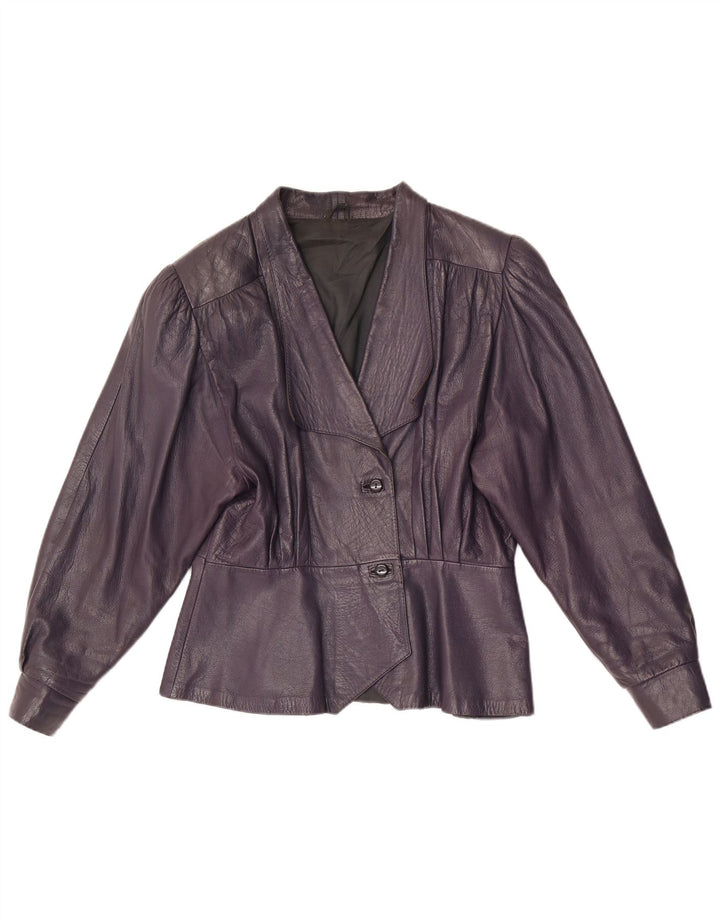 Jachetă vintage din piele cu 2 nasturi pentru femei UK 8 Mic violet