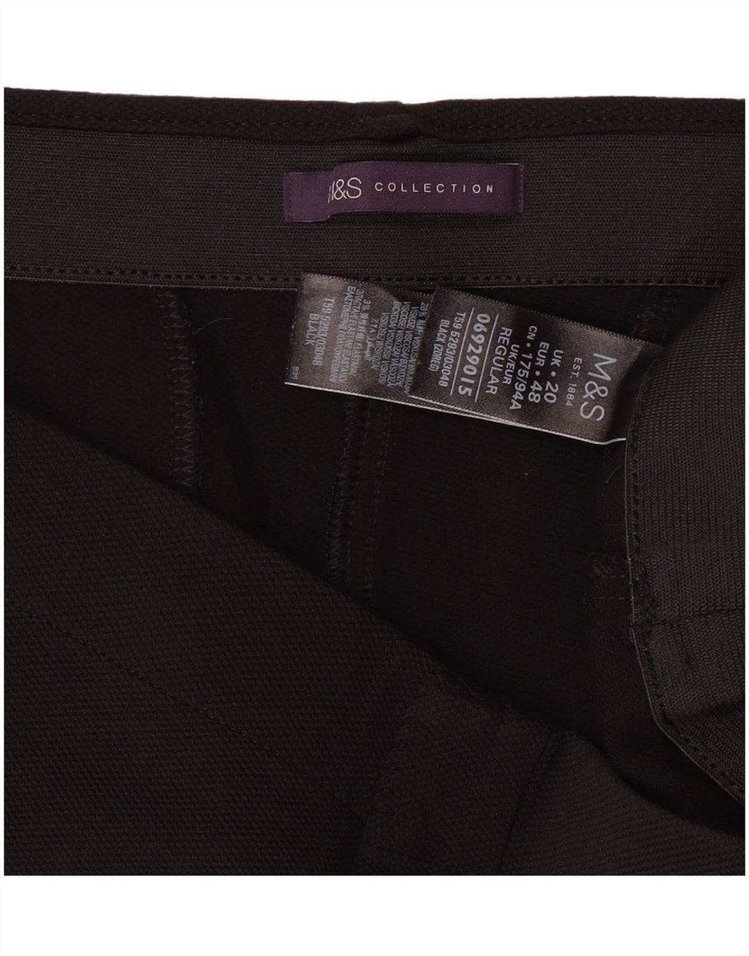 MARKS & SPENCER Pantaloni cu etrier pentru femei UK 20 2XL W34 L28 Poliamidă neagră