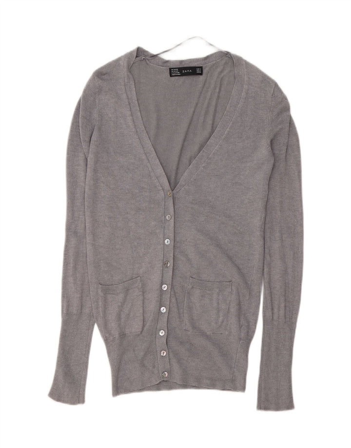 Pulover cardigan pentru femei ZARA UK 10 mic, gri, raion
