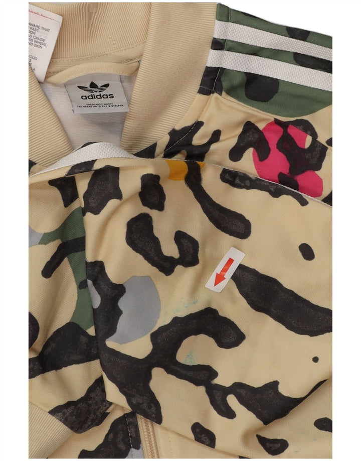 Jachetă de trening pentru fete ADIDAS 15-16 ani, bej, poliester cu imprimeu animal